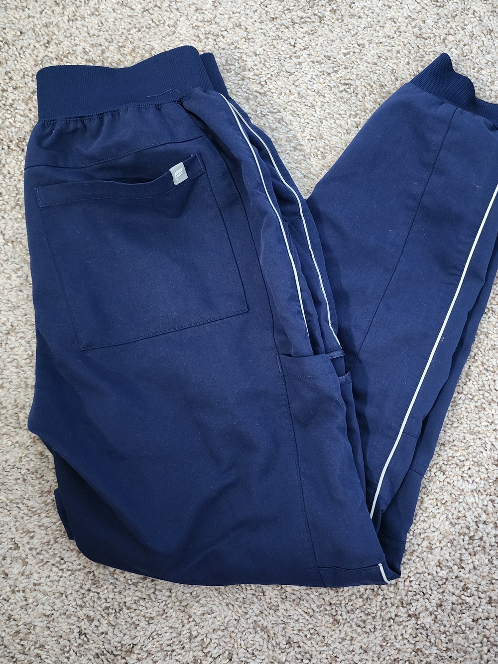 Women's Navy Jogger Scrub Pants with Side Piping